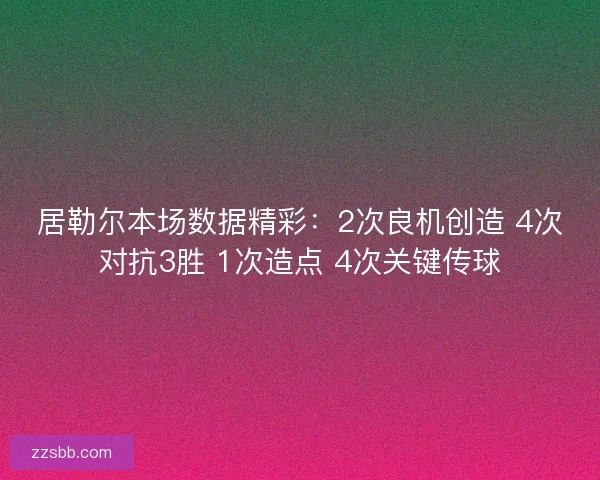 居勒尔本场数据精彩：2次良机创造 4次对抗3胜 1次造点 4次关键传球