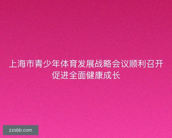 上海市青少年体育发展战略会议顺利召开促进全面健康成长