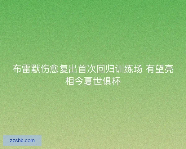 布雷默伤愈复出首次回归训练场 有望亮相今夏世俱杯
